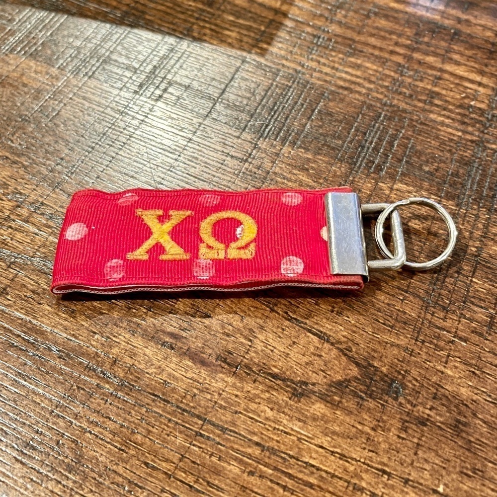 Chi Omega ΧΩ Ribbon Keychain Key Fob - Picture 6 of 7